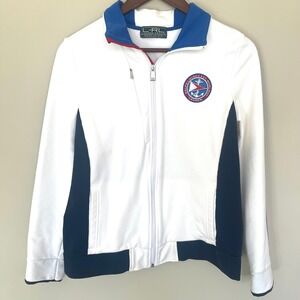 Lauren Ralph Lauren Active Women's Jacket With Nautical Crest M Mock Neck Zip Up